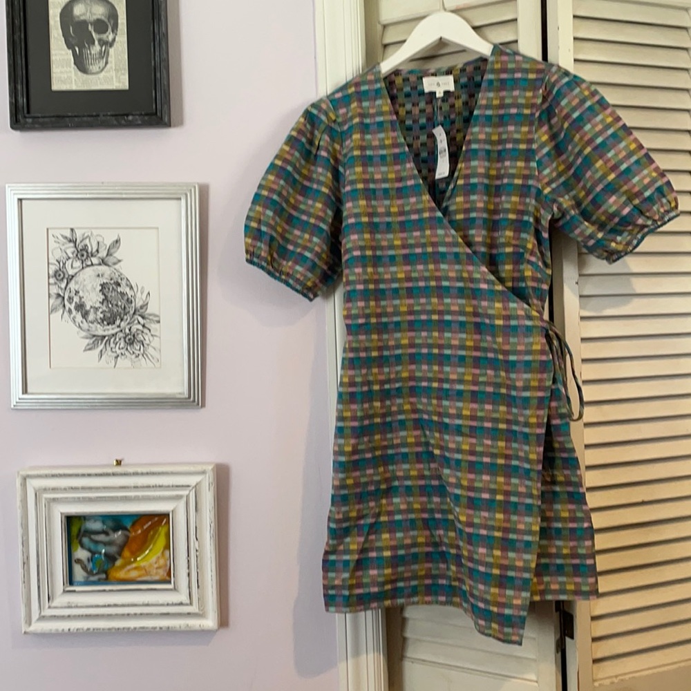 Multicolor Short Sleeve Wrap Romper